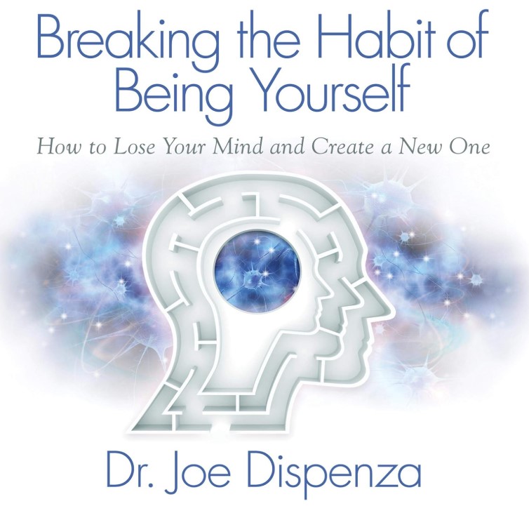 "Book cover of 'Breaking the Habit of Being Yourself' by Dr. Joe Dispenza. The design features a futuristic illustration of a human head with a maze-like outline and a glowing neural network inside. The subtitle reads, 'How to Lose Your Mind and Create a New One.' This bestselling self-help book explores neuroscience, meditation, and personal transformation to help readers rewire their minds for success and happiness."